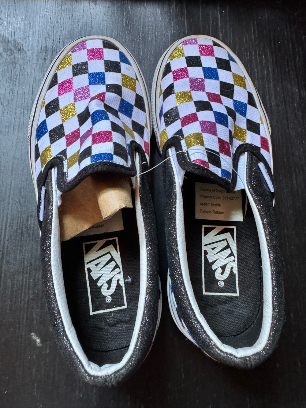 Vans Slip-On Checkerboard Glitter Sneakers - Multicolor
